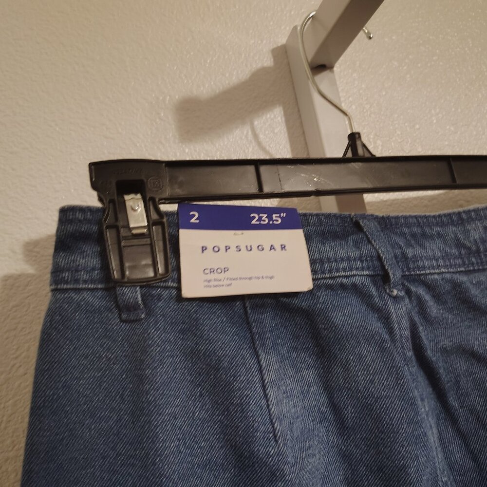 Popsugar Cropped Wide Leg Jeans Size 2 NWT High Rise Cotton 23.5 " Inseam - Picture 6 of 14